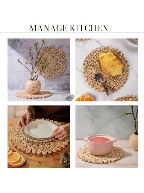 6 darabos Kerek Kukoricahéj Asztali Alátétek Készlet