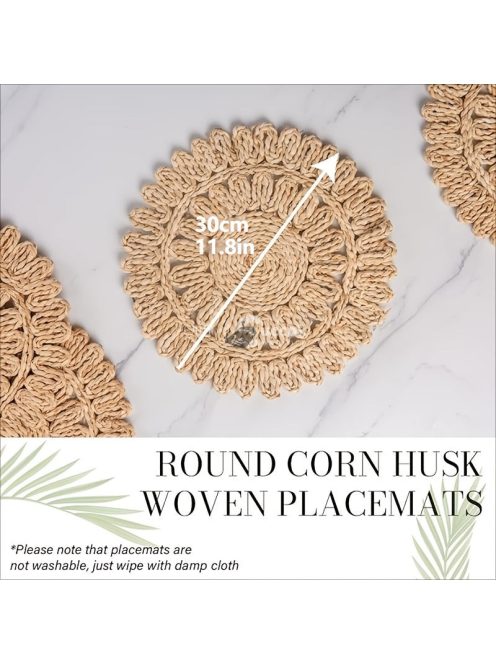 6 darabos Kerek Kukoricahéj Asztali Alátétek Készlet