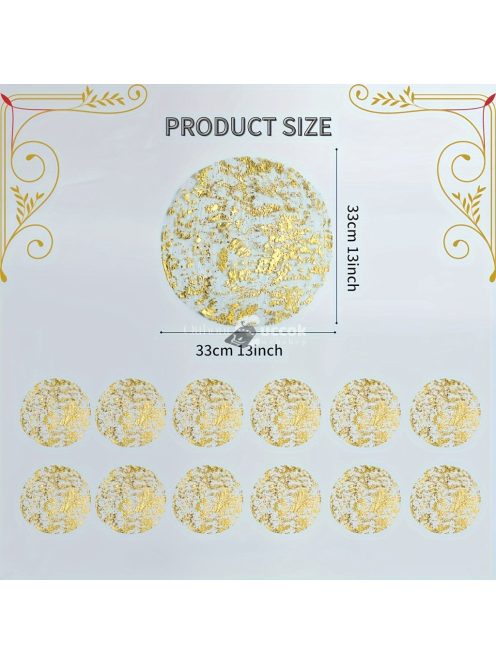 12db Fekete-Arany Fólia Tányéralátét