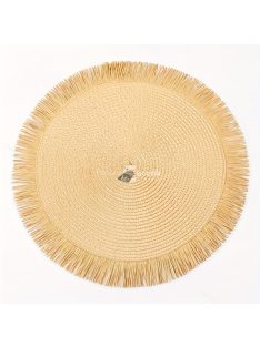   4db Elegáns Kerek PP Papír Tányéralátétek Bojt Részlettel