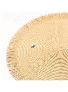 4db Elegáns Kerek PP Papír Tányéralátétek Bojt Részlettel