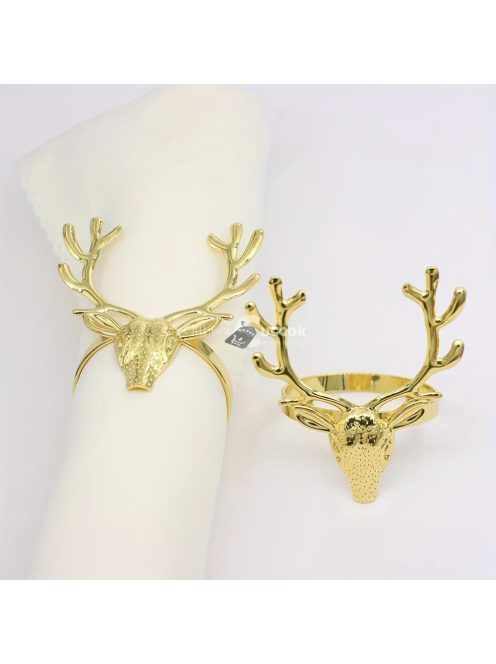 Elegáns arany szarvasfej Szalvétagyűrű