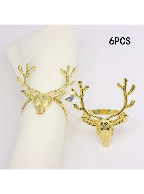 Elegáns arany szarvasfej Szalvétagyűrű