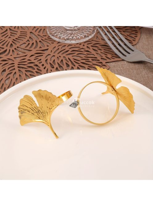 6db Elegáns Ginkgo Levél Szalvétagyűrű Készlet