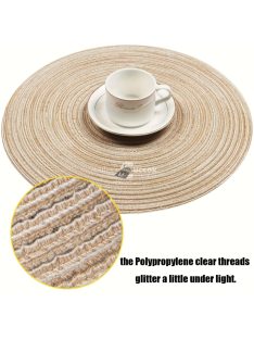   Kerek Szőtt Asztali Alátét - Bézs, Kézzel Mosható Asztali Alátét