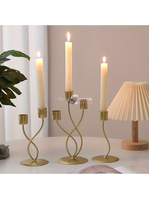 Elegáns, európai stílusú vaskos gyertyatartó romantikus étkezésekhez