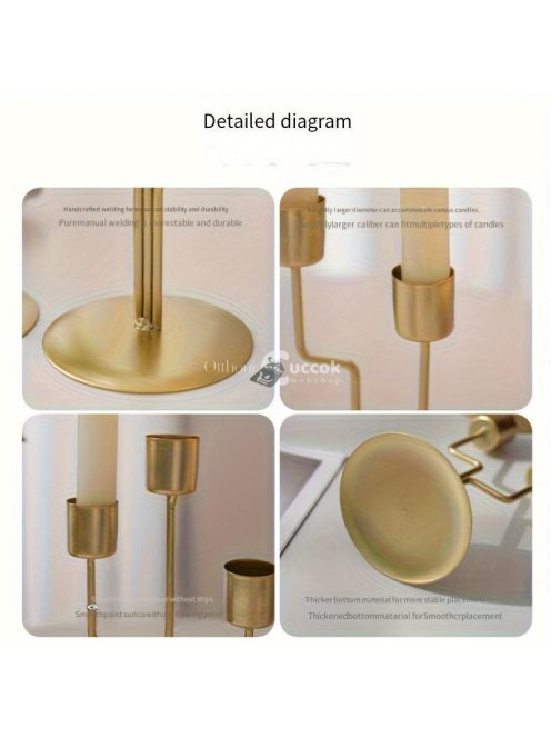 Elegáns, európai stílusú vaskos gyertyatartó romantikus étkezésekhez