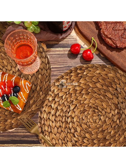 4db, Fonott Rattan Mintás Nyomtatott Kerek Tányéralátét