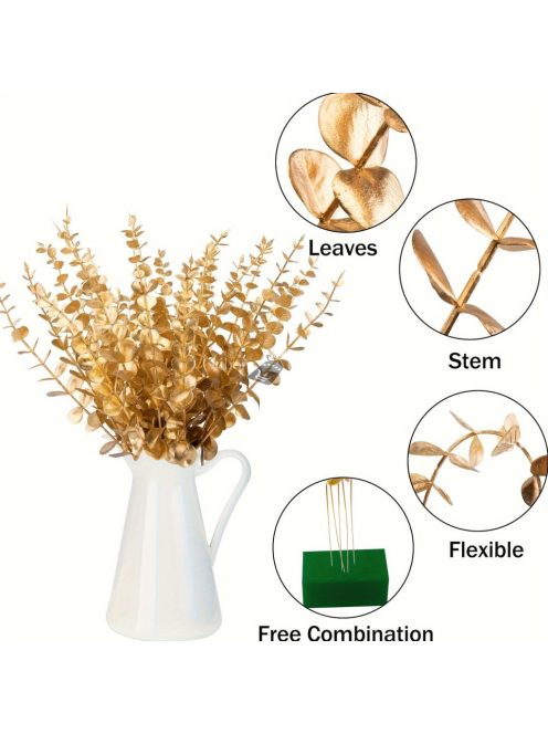 10db Arany Eukaliptusz Szár Készlet