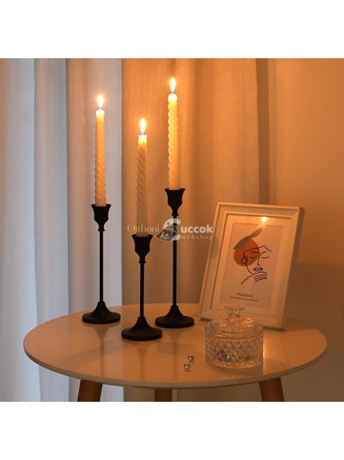 3 darabos Elegáns Fém Gyertyatartó Készlet