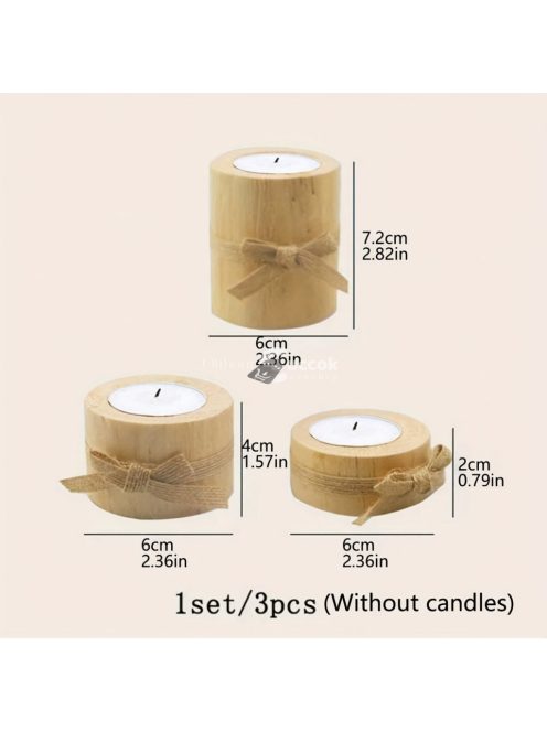 „Kézzel polírozott fa gyertyatartó készlet