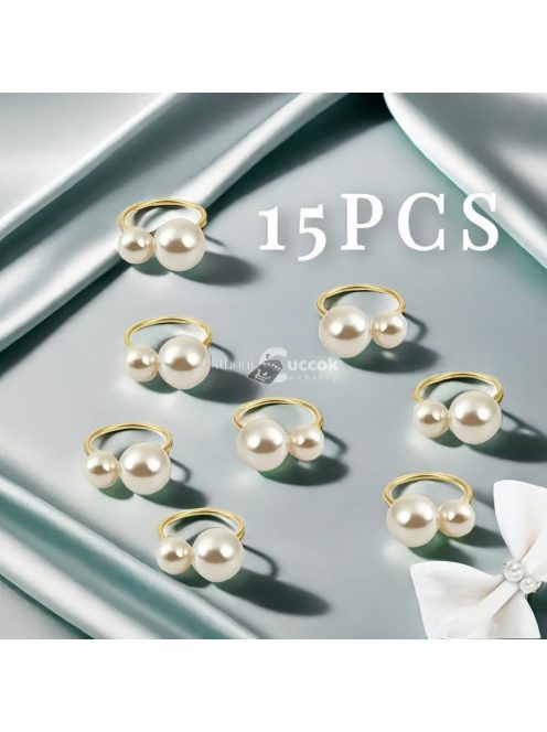 Elegáns 15 darabos Gyöngyös Szalvétagyűrű Készlet