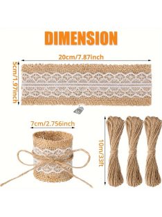 Ünnepi juta szalvétagyűrűk csipke díszítéssel