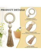 12db Fa Szalvétagyűrű Bojttal, Természetes Gyöngyös Asztaldísz Étkezéshez és Esküvőhöz