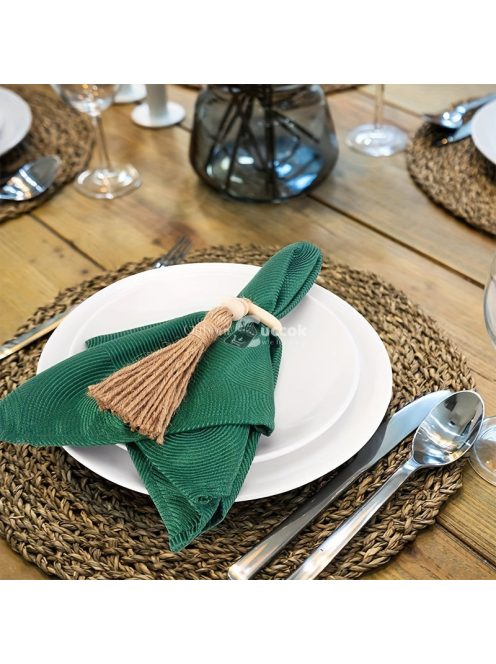 12db Fa Szalvétagyűrű Bojttal, Természetes Gyöngyös Asztaldísz Étkezéshez és Esküvőhöz