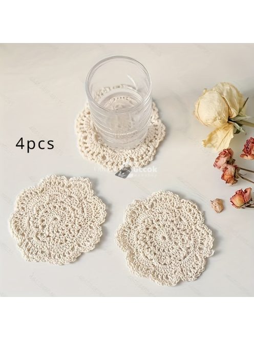 4 darab Kézzel Készített Horgolt Csipke Poháralátét