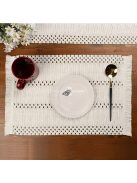 Bohém Stílusú Szürke Vászon Asztalfutó -