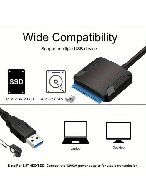 SATA-USB 3.0 külső merevlemez adapter átalakító