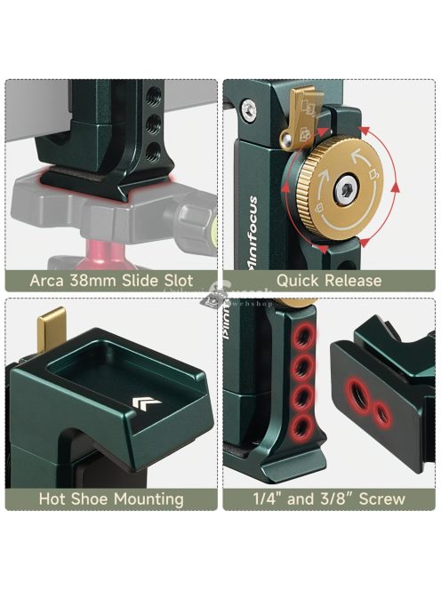360°-os Mobiltelefon-tartó 38 mm-es csúszórésszel és gyorskioldóval