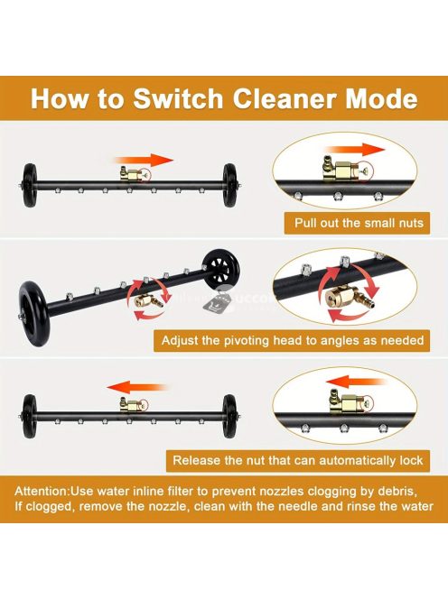 Kettő az egyben hét-fúvókás nagynyomású felületmosó kerekekkel