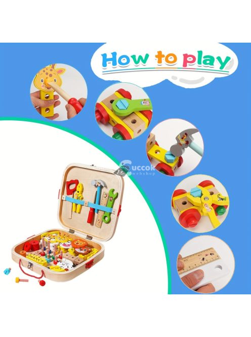 MUWANZI Gyerekek fa szerelő láda készlet - állat kirakó és szerelő készlet