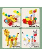 MUWANZI Gyerekek fa szerelő láda készlet - állat kirakó és szerelő készlet