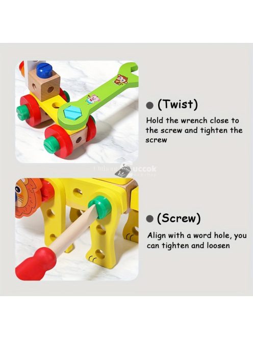 MUWANZI Gyerekek fa szerelő láda készlet - állat kirakó és szerelő készlet