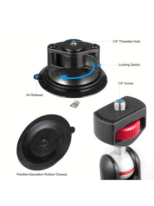 Alumíniumötvözet kettős fej 360°-ban forgatható varázskar tartó