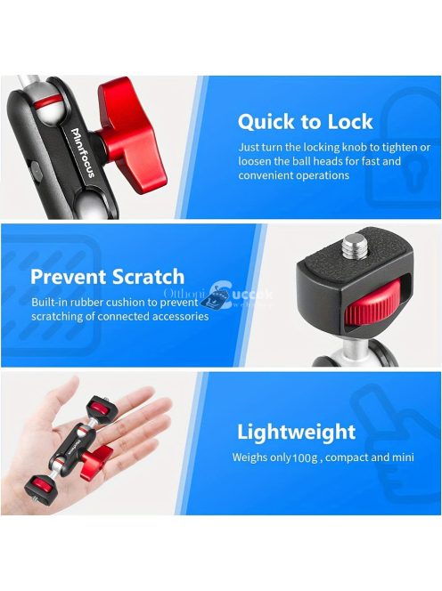 Alumíniumötvözet kettős fej 360°-ban forgatható varázskar tartó