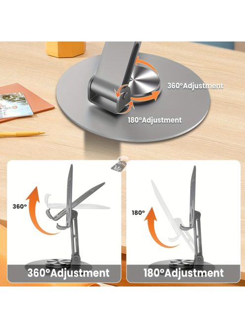 Alumíniumötvözet 360 fokban forgatható telefon- és táblagép-tartó