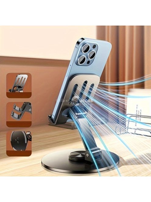 Alumíniumötvözet 360 fokban forgatható telefon- és táblagép-tartó