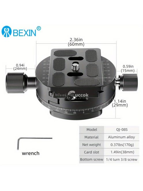 360 ° -os panorámás forgó gyorskioldó lemez bilincs állványfej