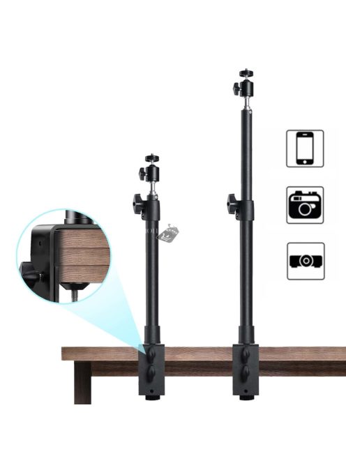 Alumíniumötvözet asztali rögzítő állvány, állítható boom kar golyós fejjel