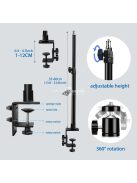 Alumíniumötvözet asztali rögzítő állvány, állítható boom kar golyós fejjel