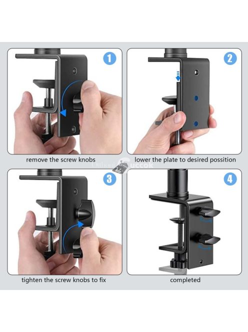 Alumíniumötvözet asztali rögzítő állvány, állítható boom kar golyós fejjel