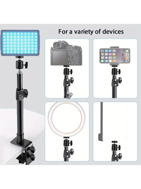 Alumíniumötvözet asztali rögzítő állvány, állítható boom kar golyós fejjel