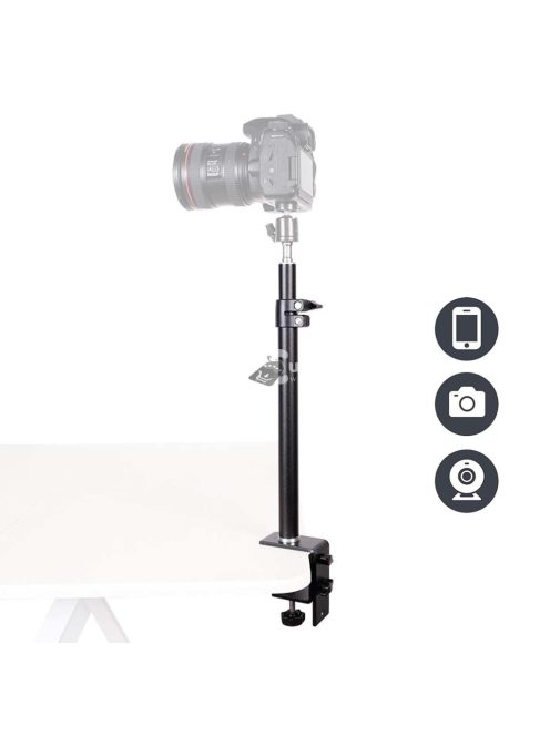 Alumíniumötvözet asztali rögzítő állvány, állítható boom kar golyós fejjel