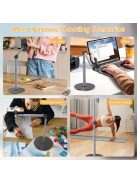 Alumíniumötvözetből készült, 360 fokban forgatható, állítható teleszkópos karral ellátott, vízálló, csúszásmentes talppal rendelkező telefonállvány