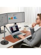 Alumíniumötvözetből készült, 360 fokban forgatható, állítható teleszkópos karral ellátott, vízálló, csúszásmentes talppal rendelkező telefonállvány