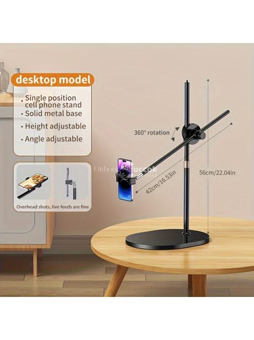 Alumínium ötvözetből készült állítható telefontartó streamelésekhez