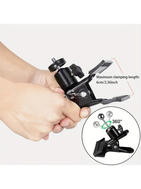 Állítható 360°-ban forgatható univerzális fém telefon/tablet tartó csipesz