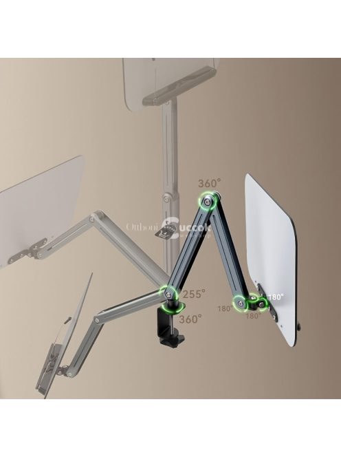 Számítógép karfára szerelhető, magasságállítható és forgatható asztali állvány