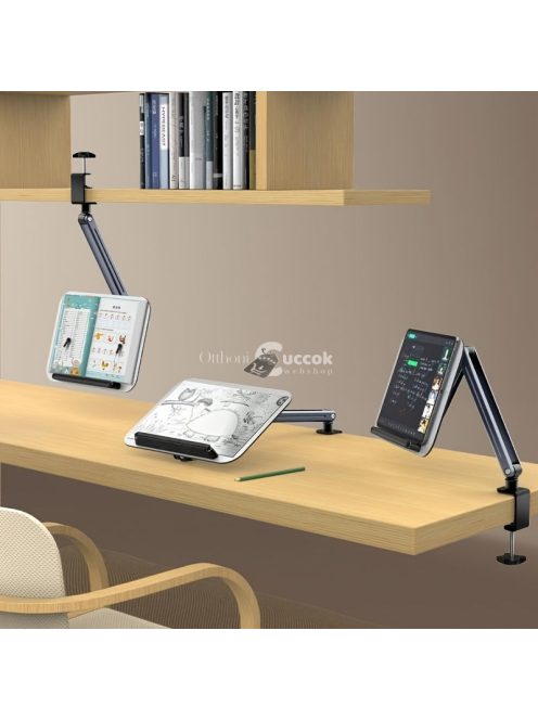 Számítógép karfára szerelhető, magasságállítható és forgatható asztali állvány