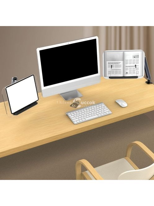 Számítógép karfára szerelhető, magasságállítható és forgatható asztali állvány