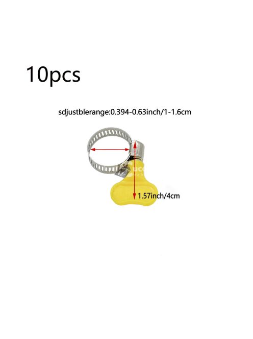 10db Állítható Sárga Műanyag Fogantyús Tömlőbilincs