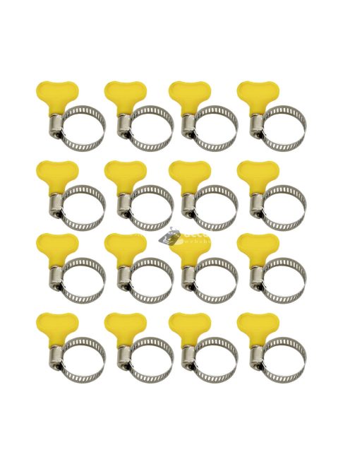 10db Állítható Sárga Műanyag Fogantyús Tömlőbilincs
