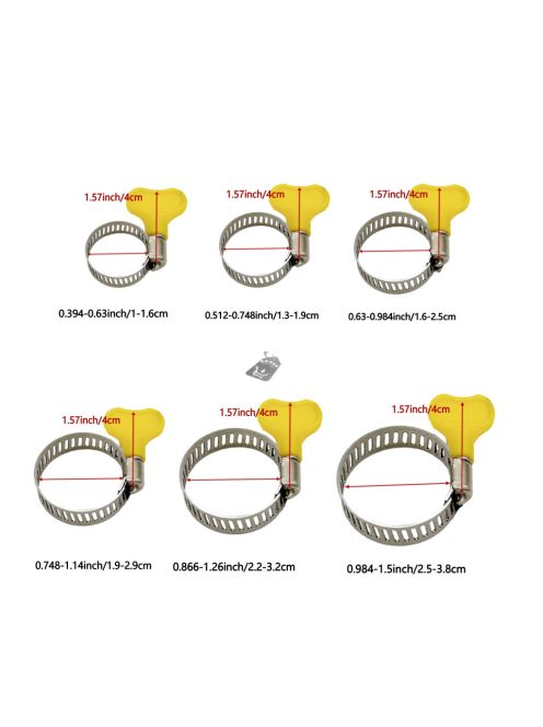 10db Állítható Sárga Műanyag Fogantyús Tömlőbilincs