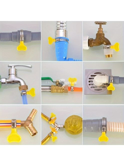 10db Állítható Sárga Műanyag Fogantyús Tömlőbilincs