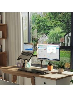 Ergonomikus, állítható laptopállvány, szénacél karral