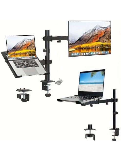 Ergonomikus, állítható laptopállvány, szénacél karral